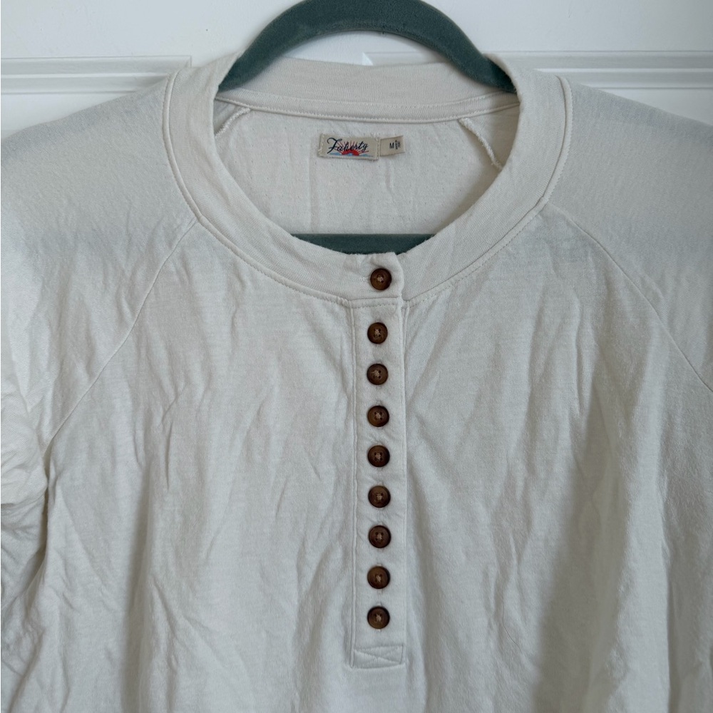 Faherty Cloud Henley Top Medium Ivory - image 3